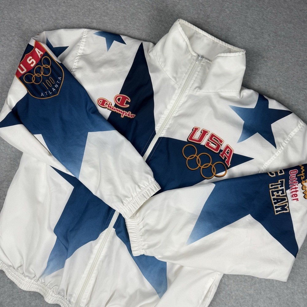Vintage 90s Champion Atlanta 1996 Olympic Team Usa Windbreaker Jacket Size XL